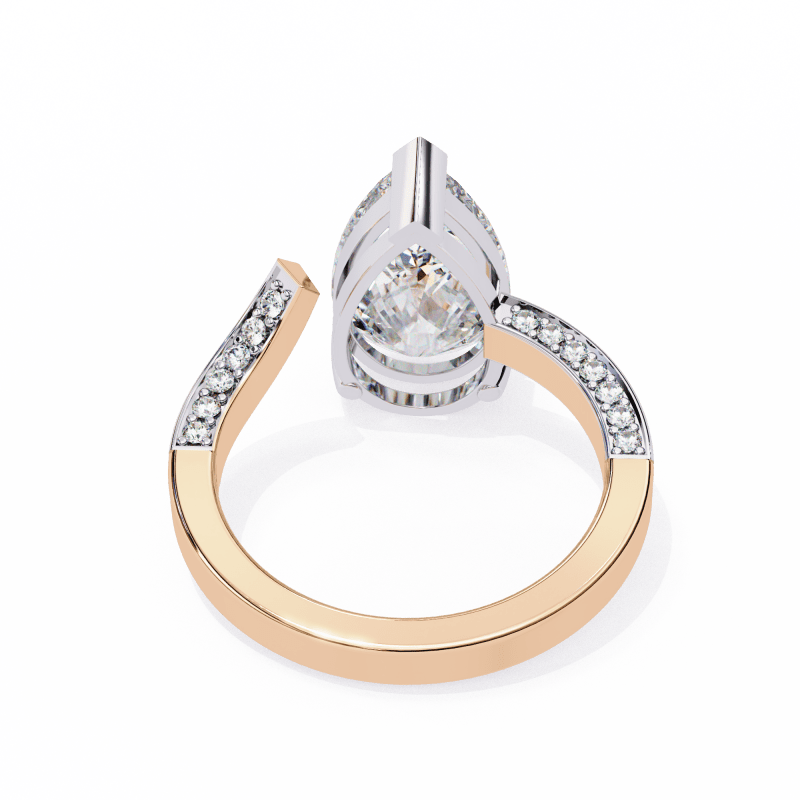Reverra 14K Gold Pear & Round Lab Grown Diamond Split Shank Engagement Ring for Women, CTTW-3.49 - Reverra Jewels Inc.