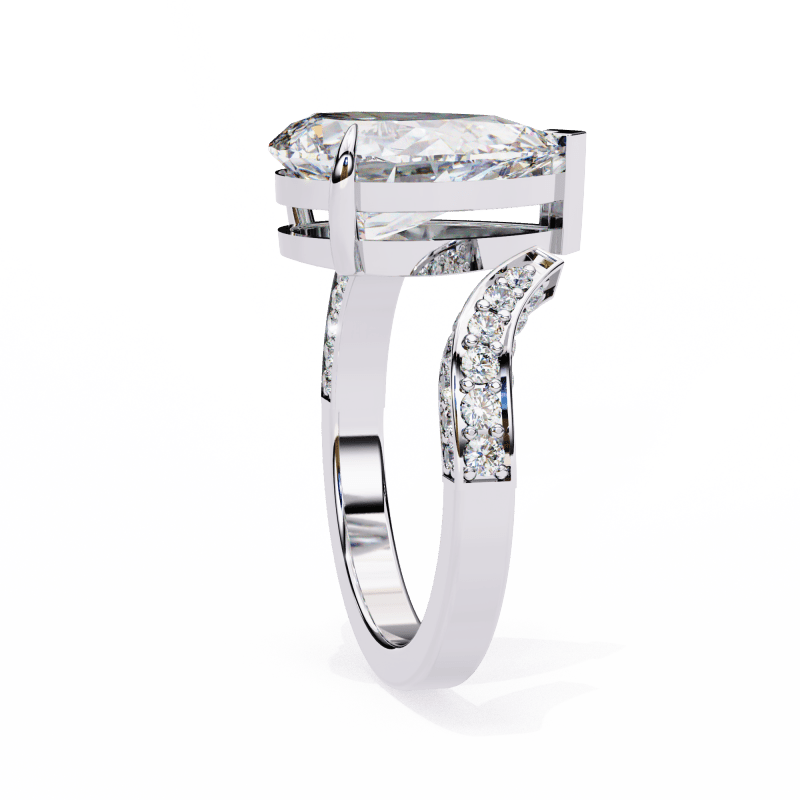 Reverra 14K Gold Pear & Round Lab Grown Diamond Split Shank Engagement Ring for Women, CTTW-3.49 - Reverra Jewels Inc.