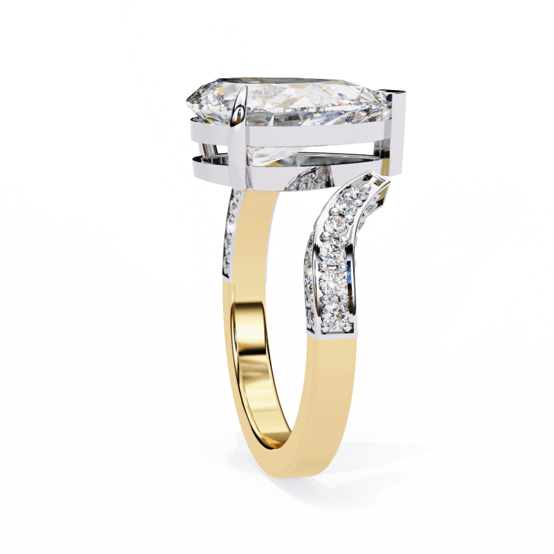 Reverra 14K Gold Pear & Round Lab Grown Diamond Split Shank Engagement Ring for Women, CTTW-3.49 - Reverra Jewels Inc.