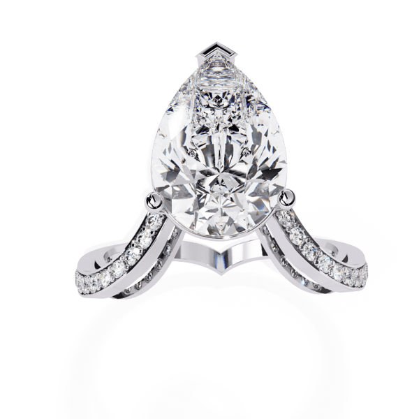 Reverra 14K Gold Pear & Round Lab Grown Diamond Split Shank Engagement Ring for Women, CTTW-5 - Reverra Jewels Inc.