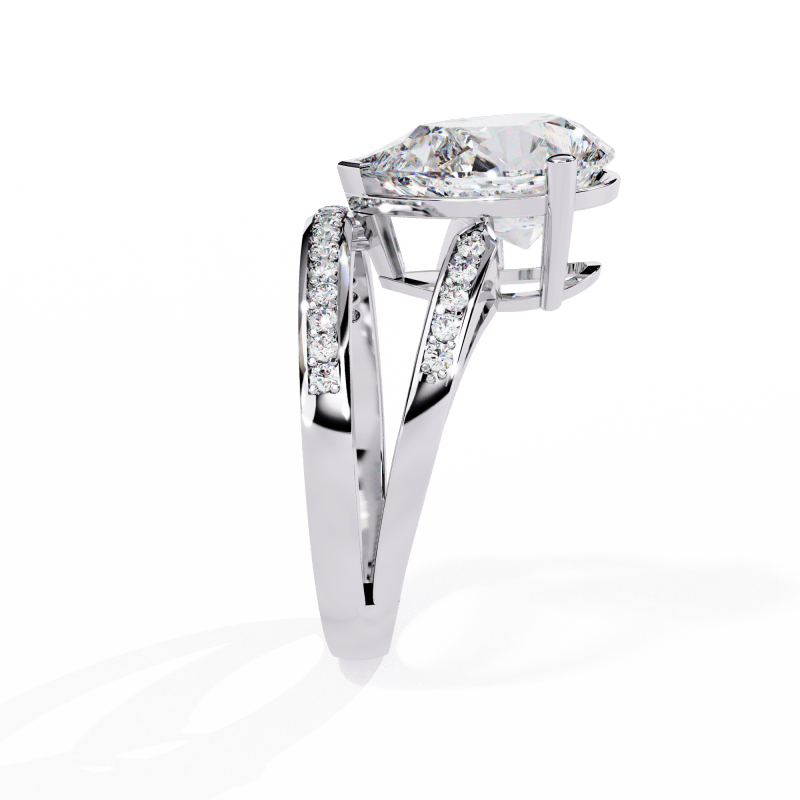 Reverra 14K Gold Pear & Round Lab Grown Diamond Split Shank Engagement Ring for Women, CTTW-5.78 - Reverra Jewels Inc.