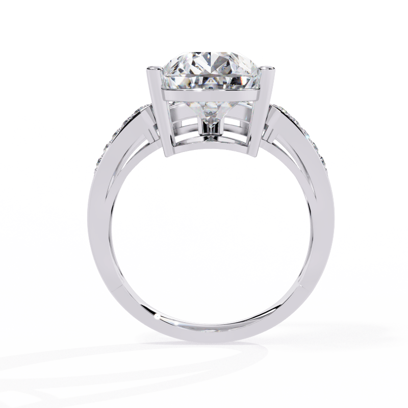 Reverra 14K Gold Pear & Round Lab Grown Diamond Split Shank Engagement Ring for Women, CTTW-5.78 - Reverra Jewels Inc.