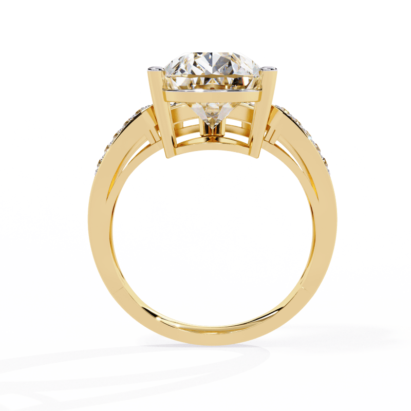 Reverra 14K Gold Pear & Round Lab Grown Diamond Split Shank Engagement Ring for Women, CTTW-5.78 - Reverra Jewels Inc.