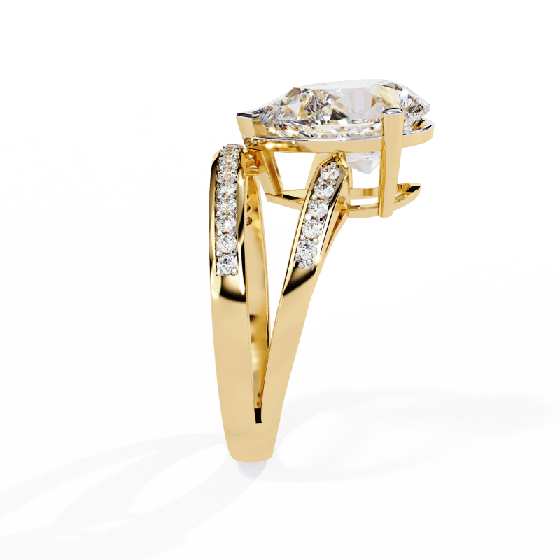 Reverra 14K Gold Pear & Round Lab Grown Diamond Split Shank Engagement Ring for Women, CTTW-5.78 - Reverra Jewels Inc.