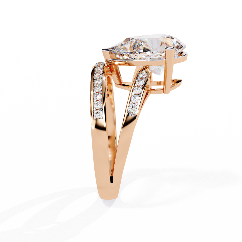 Reverra 14K Gold Pear & Round Lab Grown Diamond Split Shank Engagement Ring for Women, CTTW-5.78 - Reverra Jewels Inc.