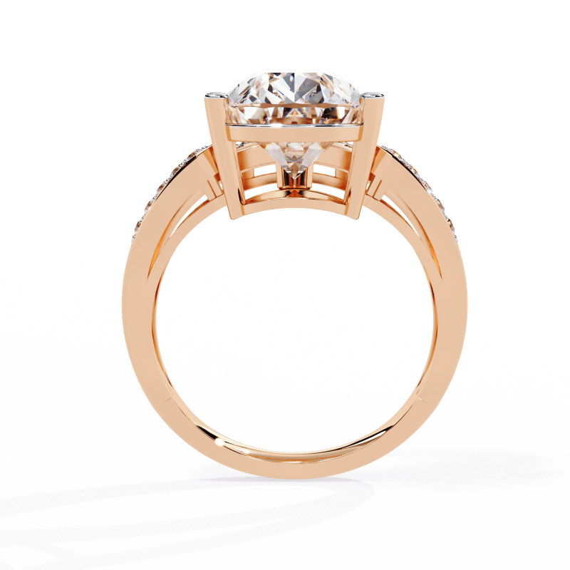 Reverra 14K Gold Pear & Round Lab Grown Diamond Split Shank Engagement Ring for Women, CTTW-5.78 - Reverra Jewels Inc.