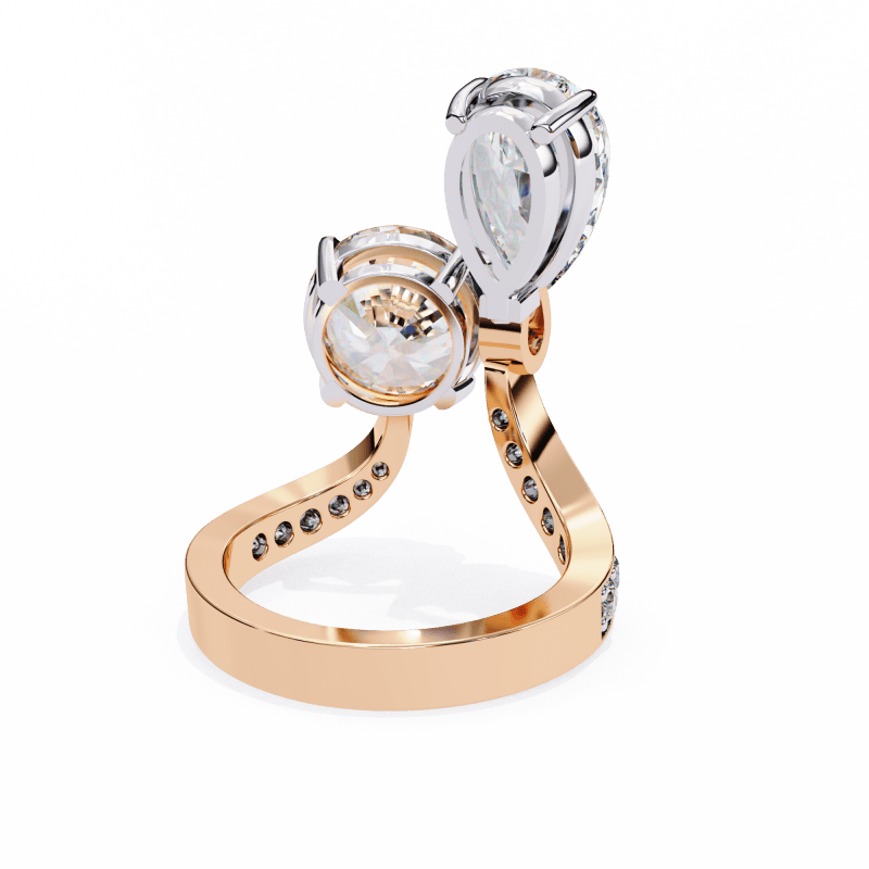 Reverra 14K Gold Pear & Round Lab Grown Diamond Toi Et Moi Engagement Ring for Women, CTTW-3.5 - Reverra Jewels Inc.