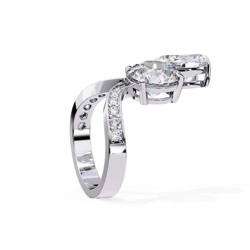 Reverra 14K Gold Pear & Round Lab Grown Diamond Toi Et Moi Engagement Ring for Women, CTTW-3.5 - Reverra Jewels Inc.