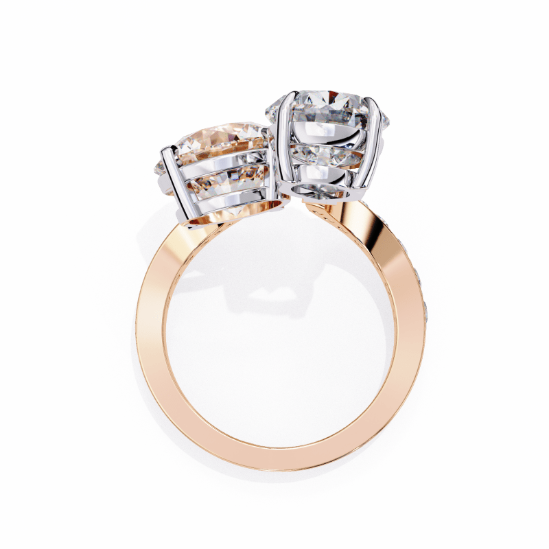 Reverra 14K Gold Pear & Round Lab Grown Diamond Toi Et Moi Engagement Ring for Women, CTTW-3.5 - Reverra Jewels Inc.