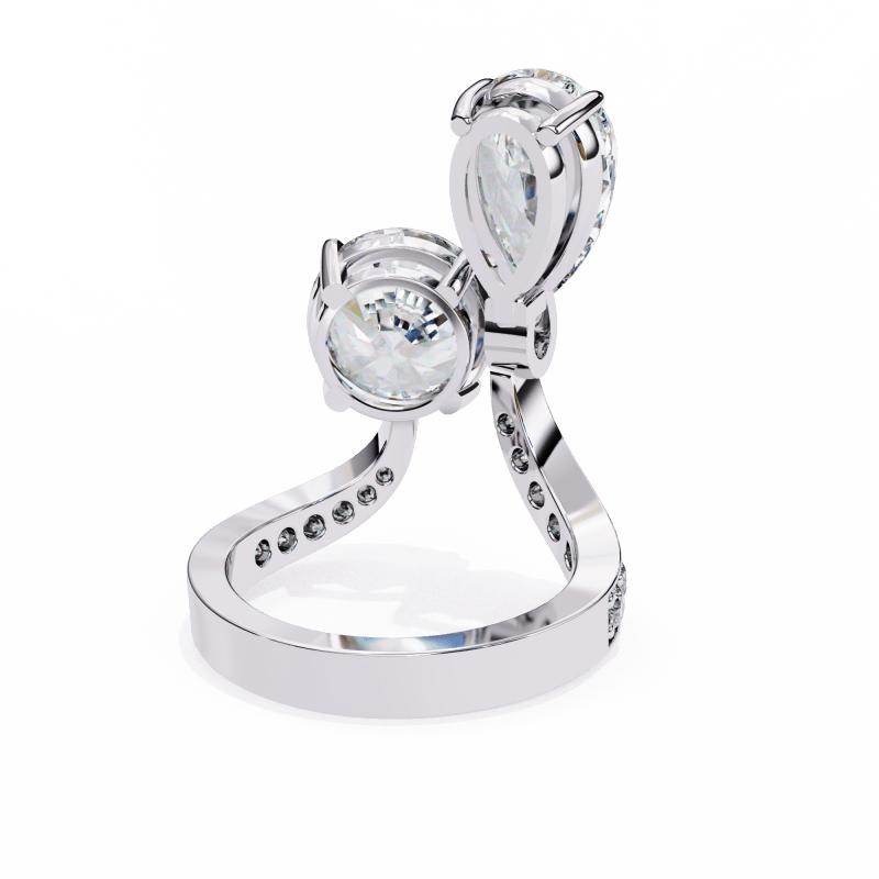 Reverra 14K Gold Pear & Round Lab Grown Diamond Toi Et Moi Engagement Ring for Women, CTTW-3.5 - Reverra Jewels Inc.