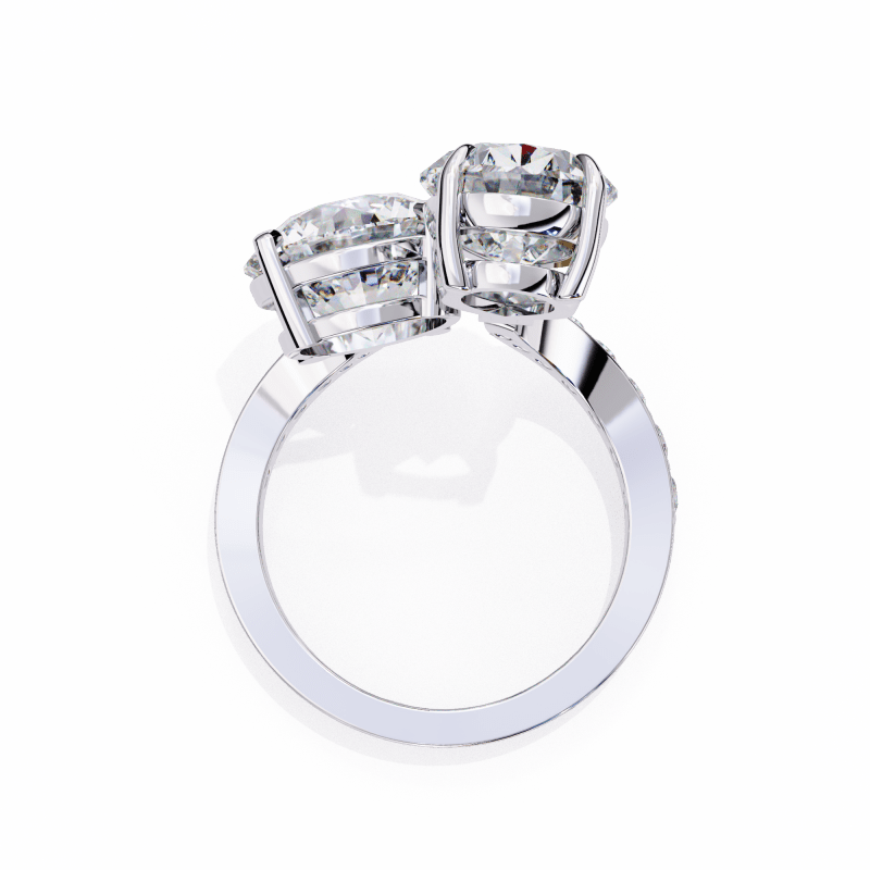 Reverra 14K Gold Pear & Round Lab Grown Diamond Toi Et Moi Engagement Ring for Women, CTTW-3.5 - Reverra Jewels Inc.