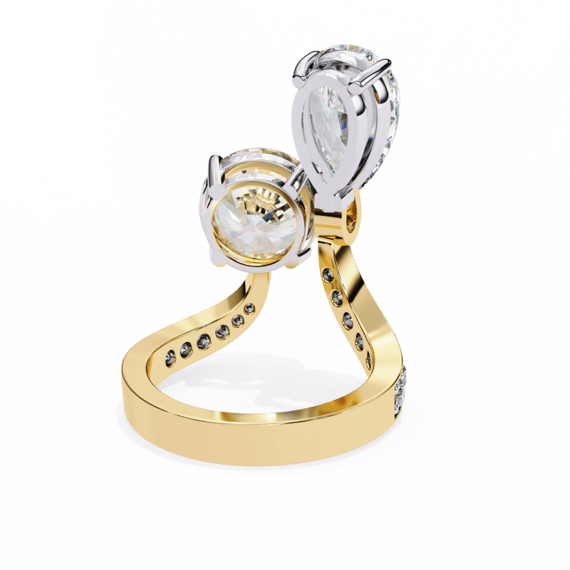 Reverra 14K Gold Pear & Round Lab Grown Diamond Toi Et Moi Engagement Ring for Women, CTTW-3.5 - Reverra Jewels Inc.