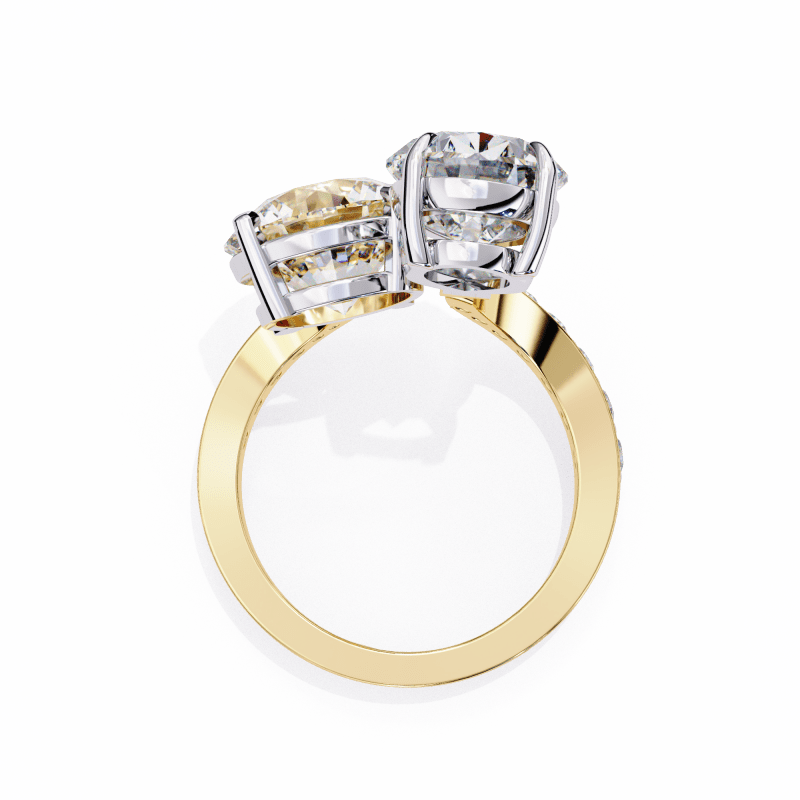 Reverra 14K Gold Pear & Round Lab Grown Diamond Toi Et Moi Engagement Ring for Women, CTTW-3.5 - Reverra Jewels Inc.