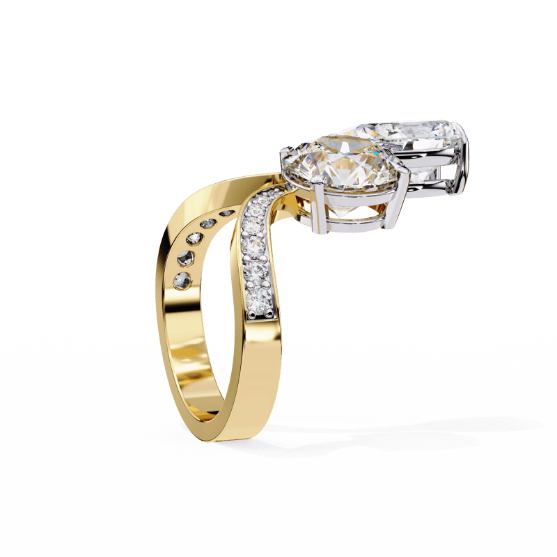 Reverra 14K Gold Pear & Round Lab Grown Diamond Toi Et Moi Engagement Ring for Women, CTTW-3.5 - Reverra Jewels Inc.