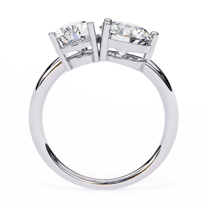 Reverra 14K Gold Pear & Round Lab Grown Diamond Toi et Moi Engagement Ring for Women, CTTW-3.8 - Reverra Jewels Inc.