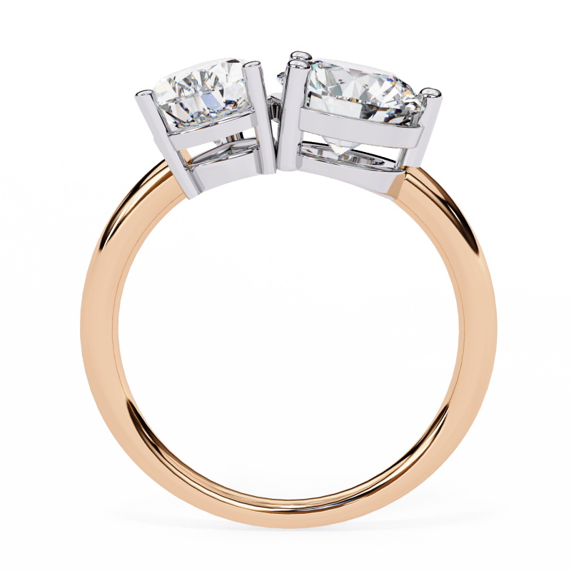 Reverra 14K Gold Pear & Round Lab Grown Diamond Toi et Moi Engagement Ring for Women, CTTW-3.8 - Reverra Jewels Inc.