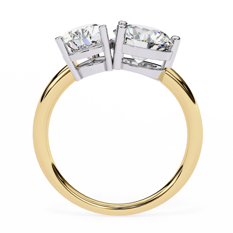 Reverra 14K Gold Pear & Round Lab Grown Diamond Toi et Moi Engagement Ring for Women, CTTW-3.8 - Reverra Jewels Inc.