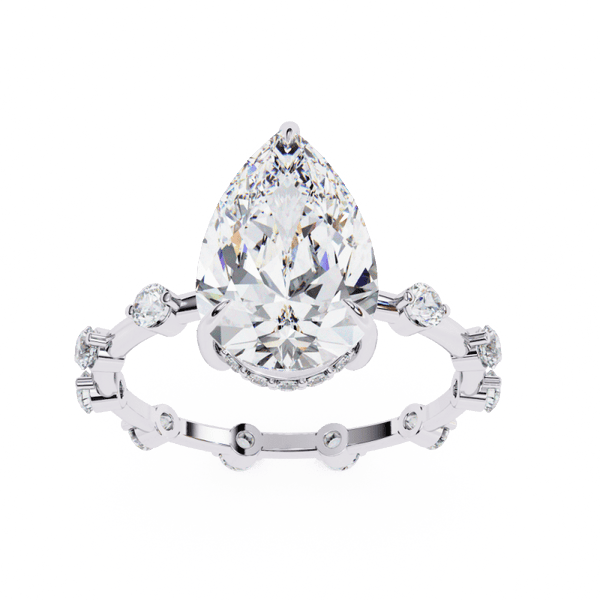 Reverra 14K Gold Pear & Round Lab Grown Diamond with Eternity Band Engagement Ring for Women, CTTW-3.51 - Reverra Jewels Inc.