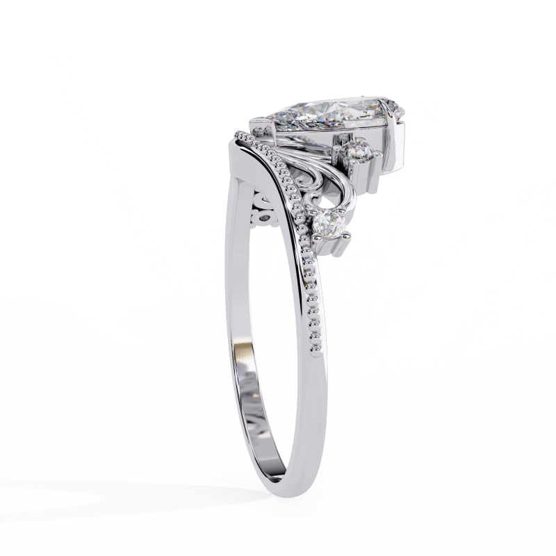 Reverra 14K Gold Pear & Round Lab Grown Diamond with Filigree Vintage Engagement Ring for Women, CTTW-1.07 - Reverra Jewels Inc.