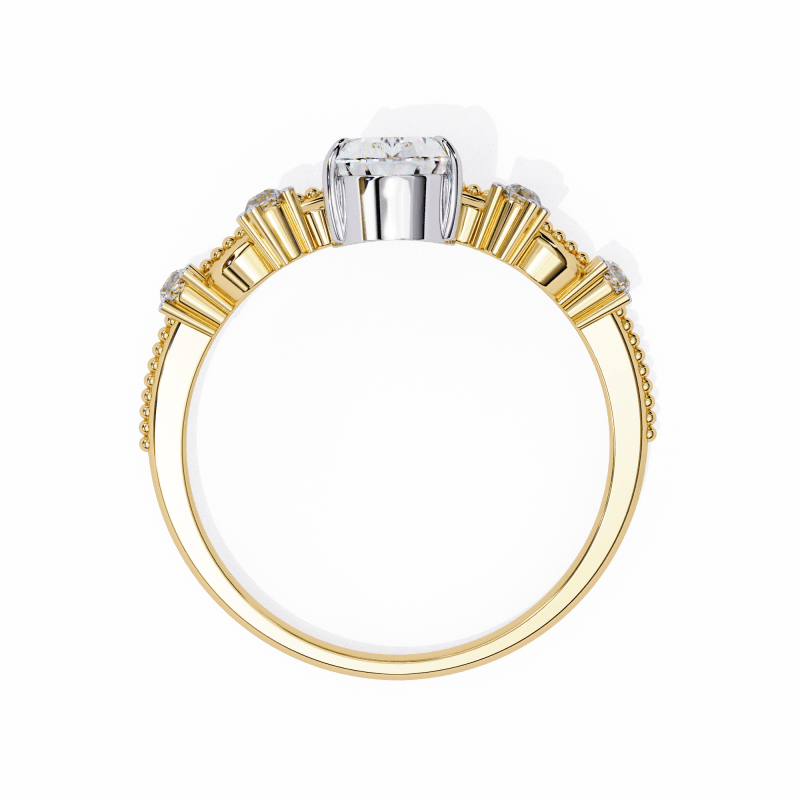 Reverra 14K Gold Pear & Round Lab Grown Diamond with Filigree Vintage Engagement Ring for Women, CTTW-1.07 - Reverra Jewels Inc.