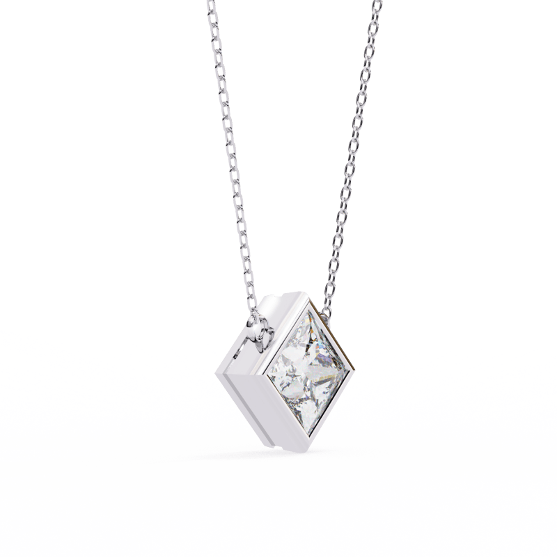 Reverra 14K Gold Princess Lab Grown Diamond Bezel Pendant For Women, CTTW-2.01 - Reverra Jewels Inc.