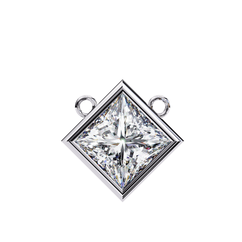 Reverra 14K Gold Princess Lab Grown Diamond Bezel Pendant For Women, CTTW-2.01 - Reverra Jewels Inc.