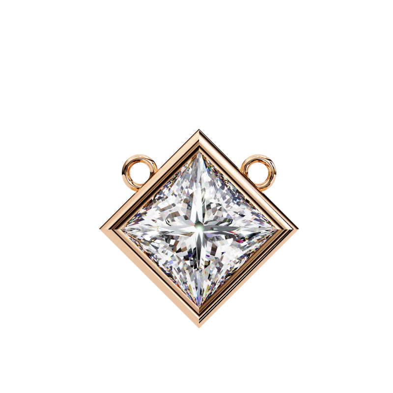 Reverra 14K Gold Princess Lab Grown Diamond Bezel Pendant For Women, CTTW-2.01 - Reverra Jewels Inc.