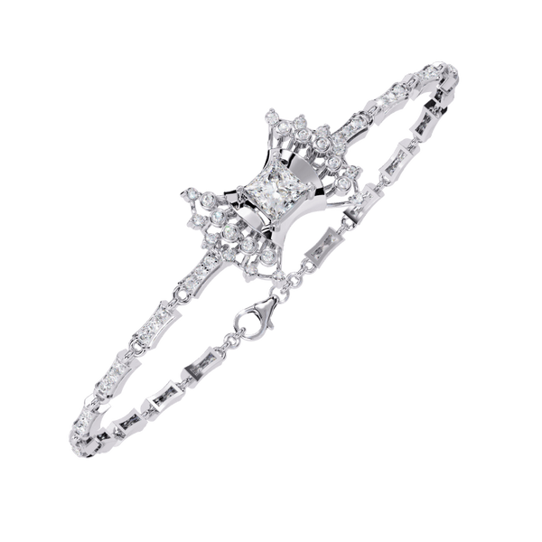 Reverra 14K Gold Princess Lab Grown Diamond Flexi Bracelet for Women, CTTW-1.65 - Reverra Jewels Inc.