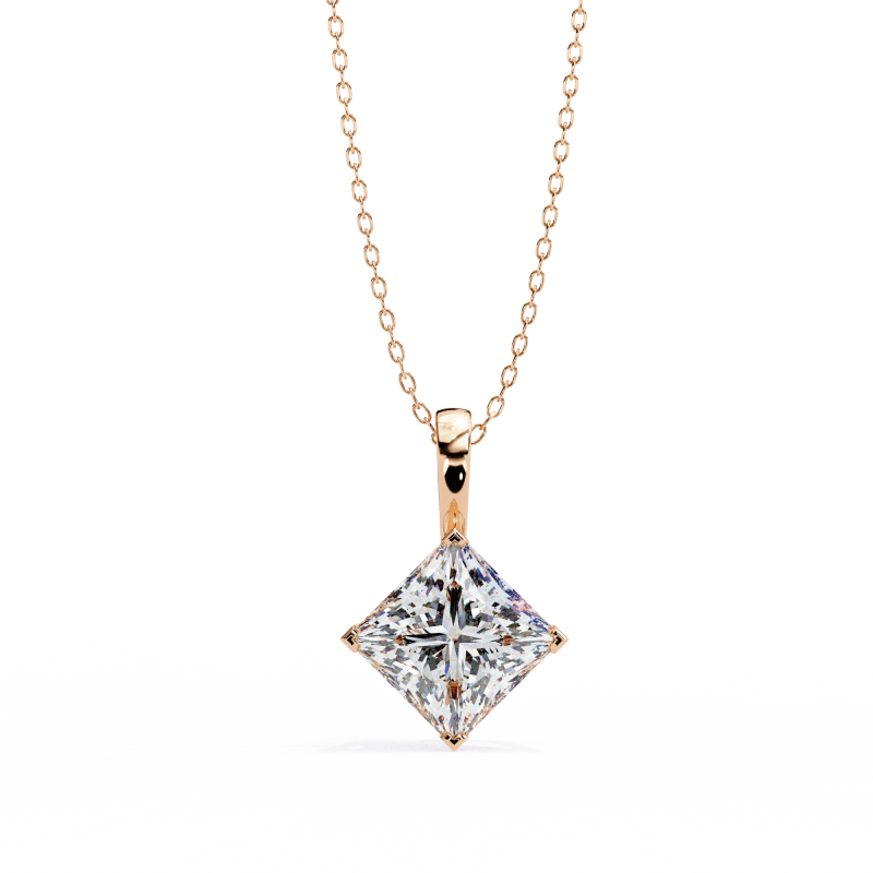 Reverra 14K Gold Princess Lab Grown Diamond Pendant For Women, CTTW-2.87 - Reverra Jewels Inc.