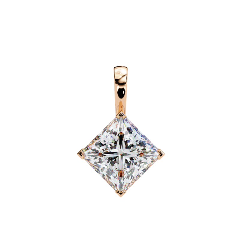 Reverra 14K Gold Princess Lab Grown Diamond Pendant For Women, CTTW-2.87 - Reverra Jewels Inc.