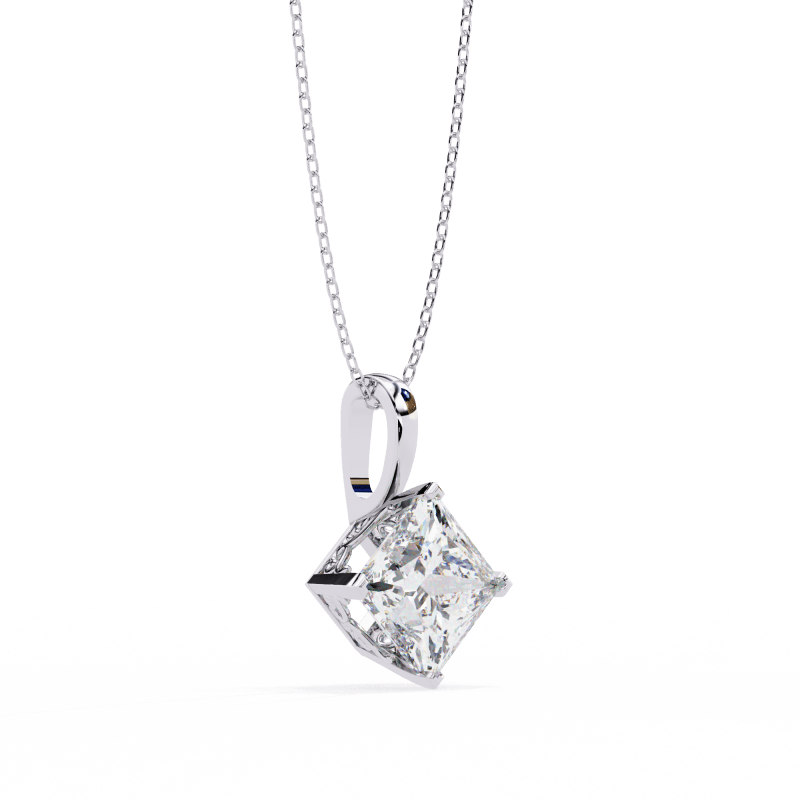 Reverra 14K Gold Princess Lab Grown Diamond Pendant For Women, CTTW-2.87 - Reverra Jewels Inc.
