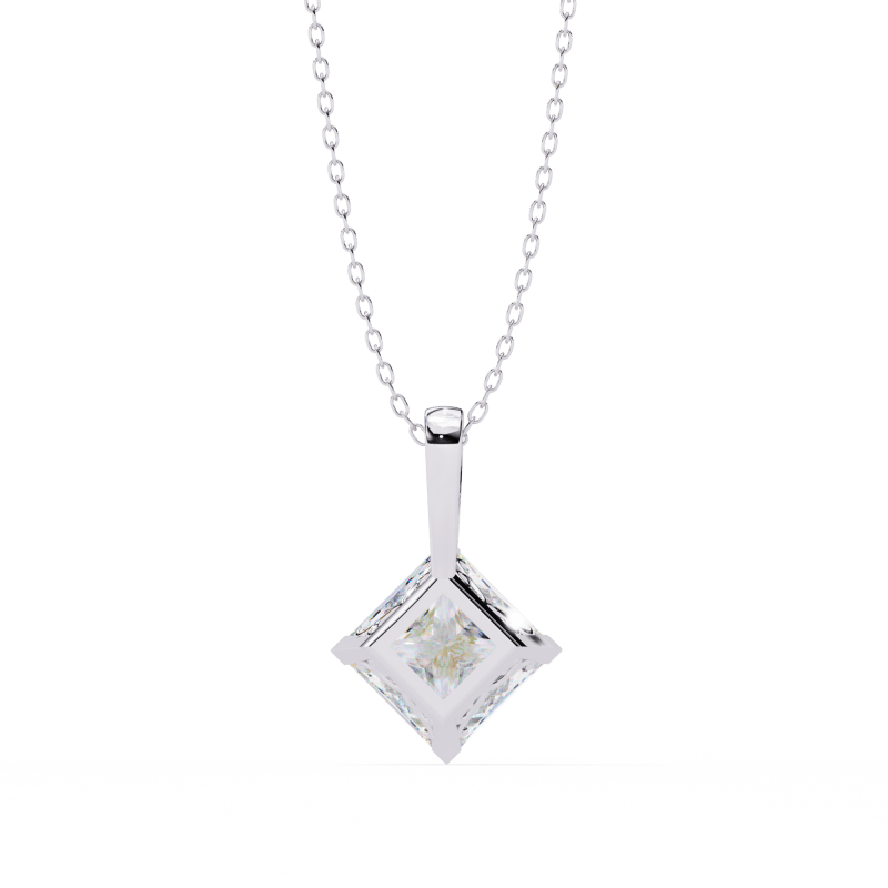 Reverra 14K Gold Princess Lab Grown Diamond Pendant For Women, CTTW-2.87 - Reverra Jewels Inc.