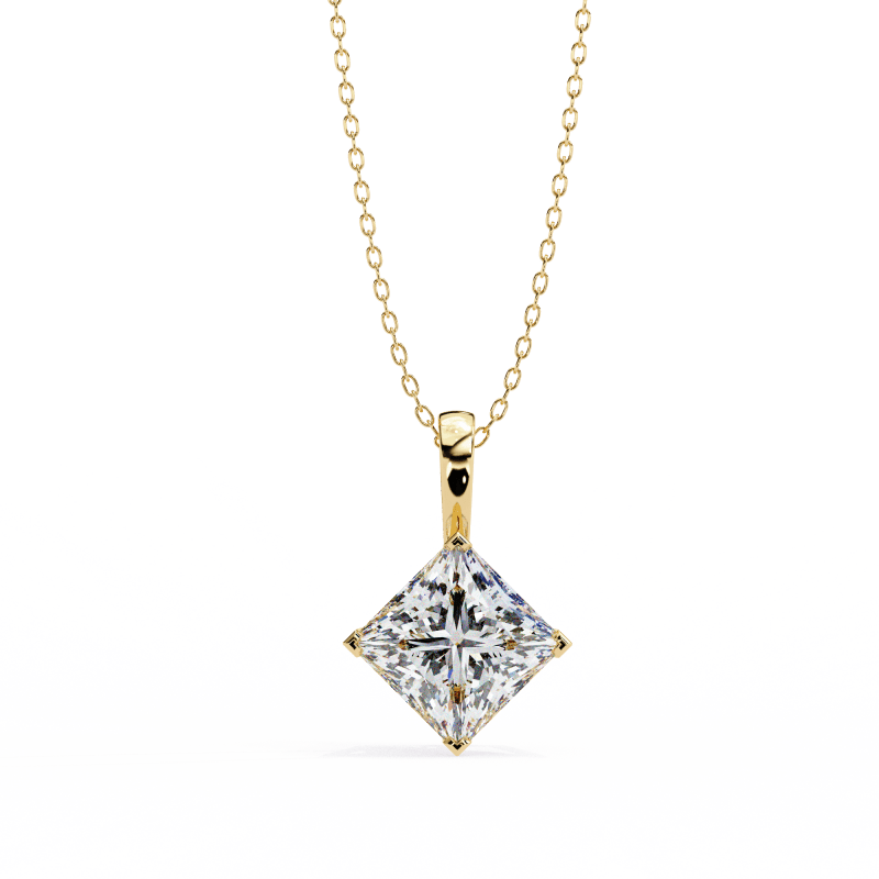 Reverra 14K Gold Princess Lab Grown Diamond Pendant For Women, CTTW-2.87 - Reverra Jewels Inc.