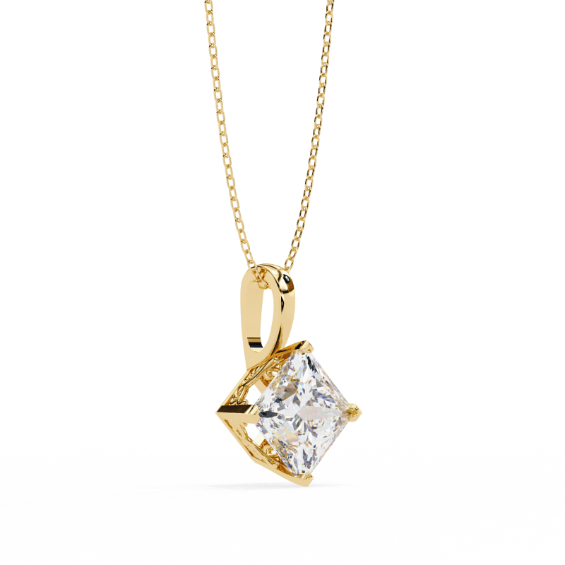 Reverra 14K Gold Princess Lab Grown Diamond Pendant For Women, CTTW-2.87 - Reverra Jewels Inc.