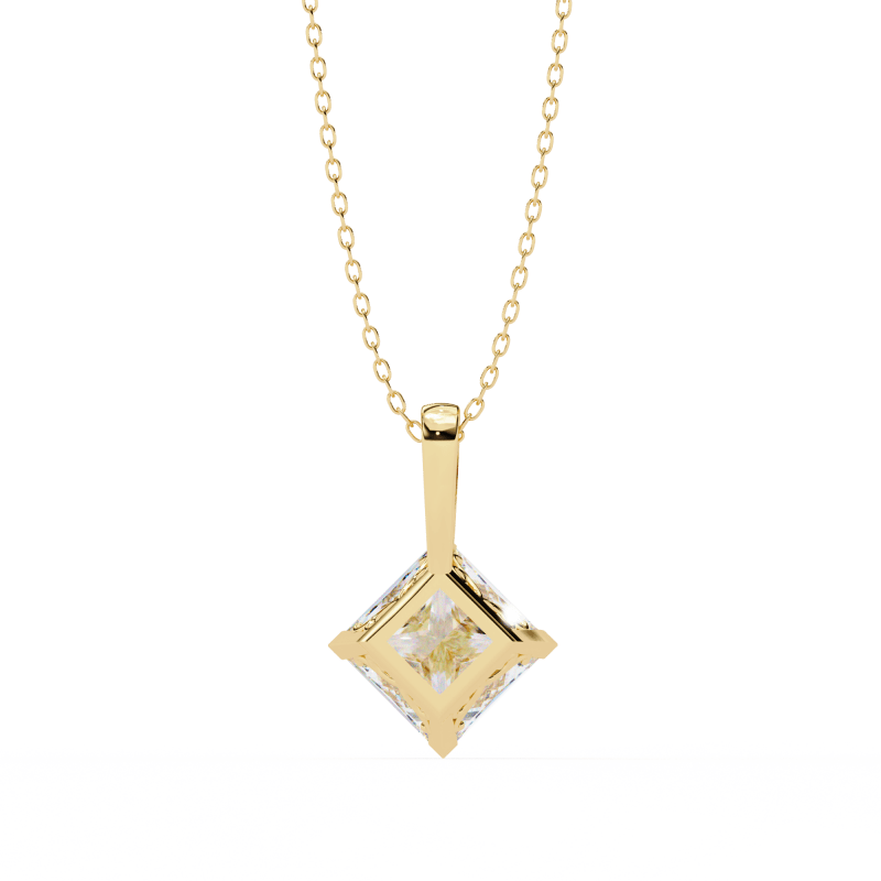 Reverra 14K Gold Princess Lab Grown Diamond Pendant For Women, CTTW-2.87 - Reverra Jewels Inc.