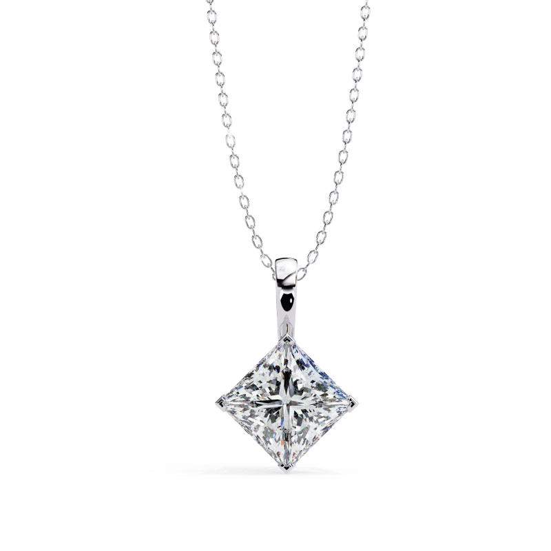 Reverra 14K Gold Princess Lab Grown Diamond Pendant For Women, CTTW-2.87 - Reverra Jewels Inc.