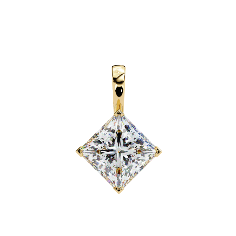 Reverra 14K Gold Princess Lab Grown Diamond Pendant For Women, CTTW-2.87 - Reverra Jewels Inc.