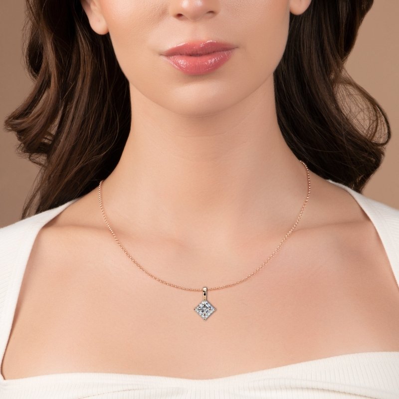 Reverra 14K Gold Princess Lab Grown Diamond Pendant For Women, CTTW-2.87 - Reverra Jewels Inc.