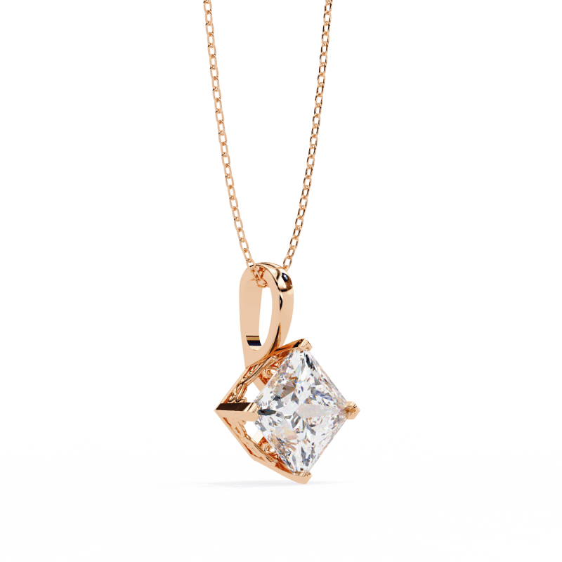 Reverra 14K Gold Princess Lab Grown Diamond Pendant For Women, CTTW-2.87 - Reverra Jewels Inc.
