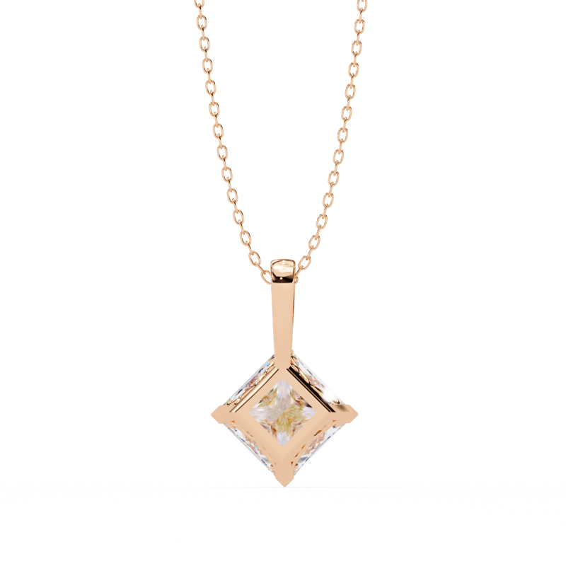 Reverra 14K Gold Princess Lab Grown Diamond Pendant For Women, CTTW-2.87 - Reverra Jewels Inc.