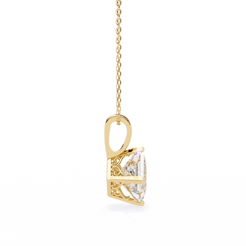 Reverra 14K Gold Princess Lab Grown Diamond Pendant For Women, CTTW-2.87 - Reverra Jewels Inc.