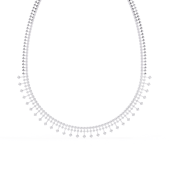 Reverra 14K Gold Princess Lab Grown Diamond Riviera Necklace for Women, CTTW-7 - Reverra Jewels Inc.