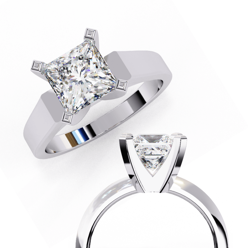 Reverra 14K Gold Princess Lab Grown Diamond Solitaire Engagement Ring for Women, CTTW-1.72 - Reverra Jewels Inc.