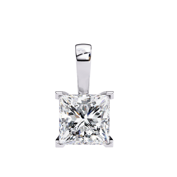Reverra 14K Gold Princess Lab Grown Diamond Solitaire Pendant For Women, CTTW-2.62 - Reverra Jewels Inc.