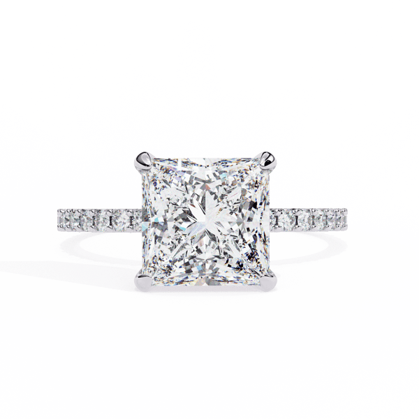 Reverra 14K Gold Princess & Round Lab Grown Diamond Engagement Ring for Women, CTTW-2.65 - Reverra Jewels Inc.