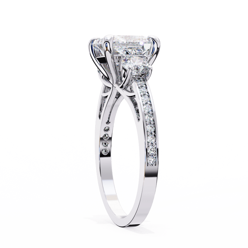 Reverra 14K Gold Princess & Round Lab Grown Diamond Engagement Ring for Women, CTTW-3.3 - Reverra Jewels Inc.