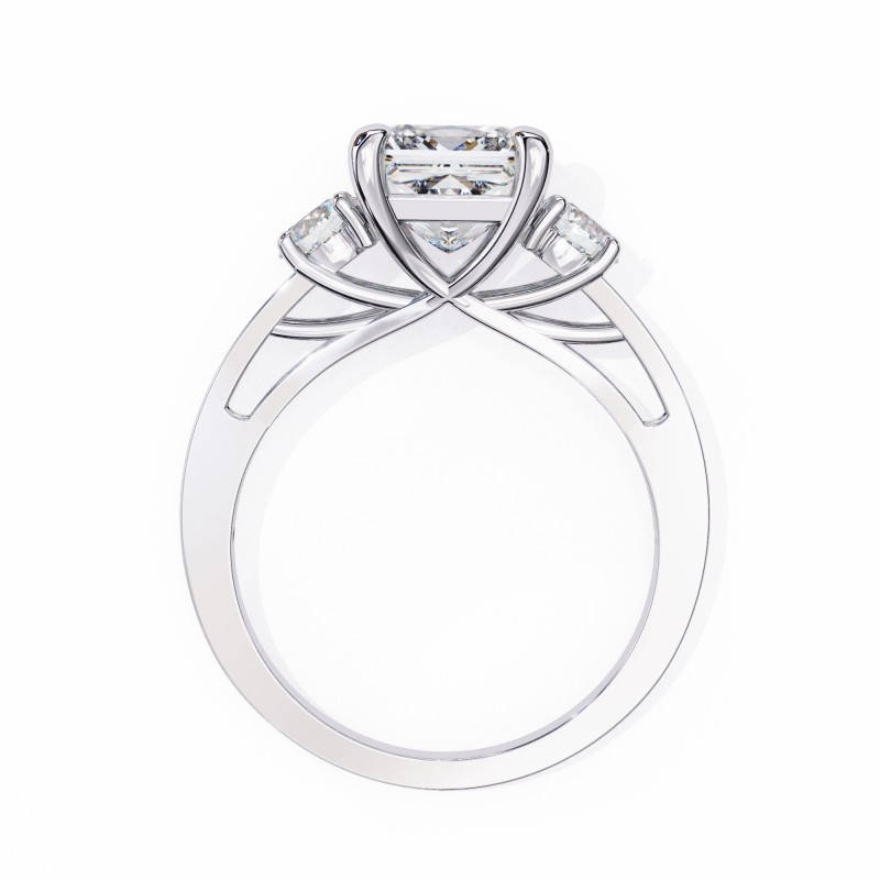 Reverra 14K Gold Princess & Round Lab Grown Diamond Engagement Ring for Women, CTTW-3.3 - Reverra Jewels Inc.
