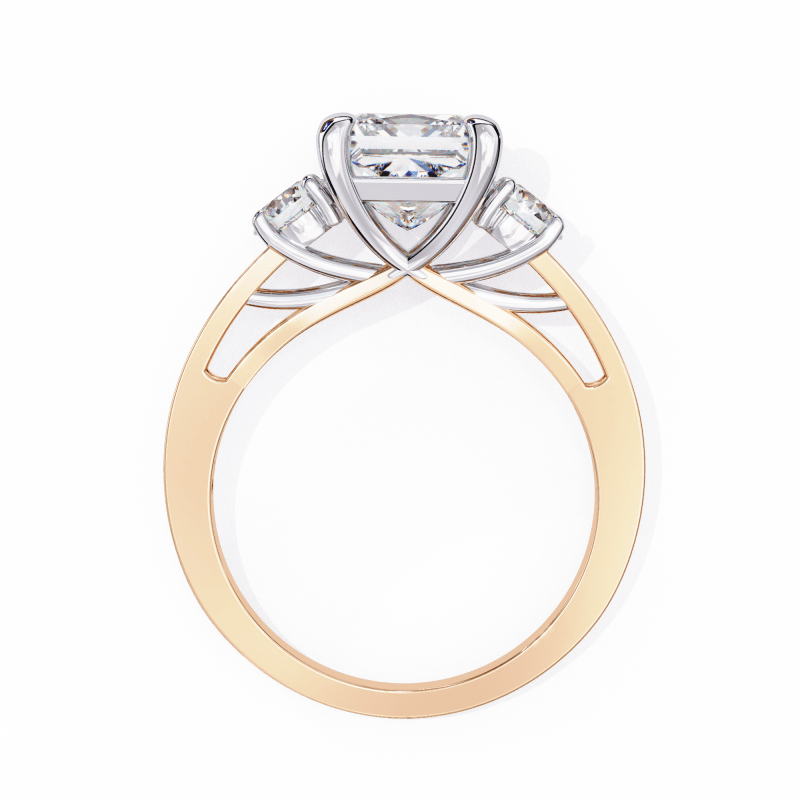 Reverra 14K Gold Princess & Round Lab Grown Diamond Engagement Ring for Women, CTTW-3.3 - Reverra Jewels Inc.