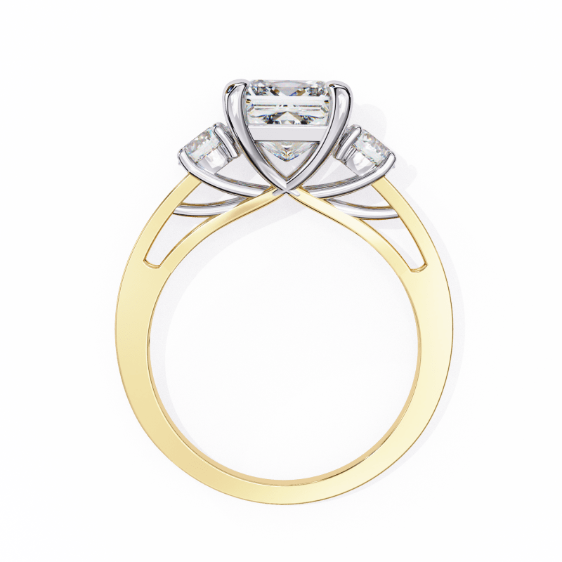 Reverra 14K Gold Princess & Round Lab Grown Diamond Engagement Ring for Women, CTTW-3.3 - Reverra Jewels Inc.