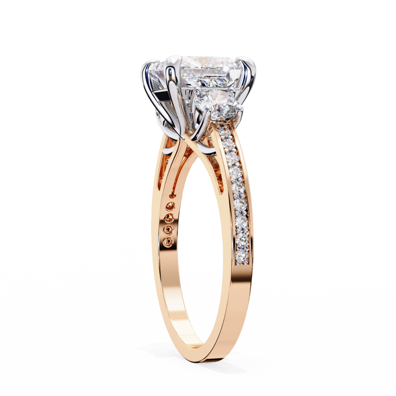 Reverra 14K Gold Princess & Round Lab Grown Diamond Engagement Ring for Women, CTTW-3.3 - Reverra Jewels Inc.